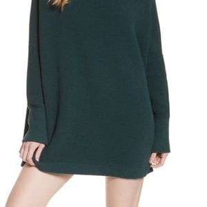 Free People Green Sweater MockNeck Ottoman knit